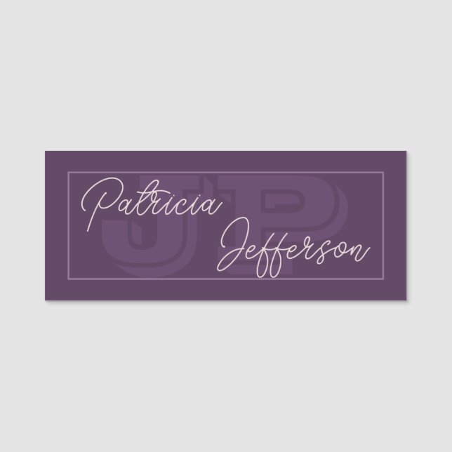 Porte-nom Monogramme violet foncé violet : Belle manuscrite (Devant)