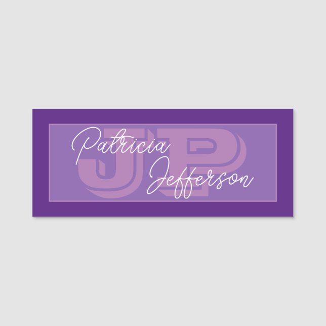 Porte-nom Monogramme violet violet de lavande : filigrane (Devant)