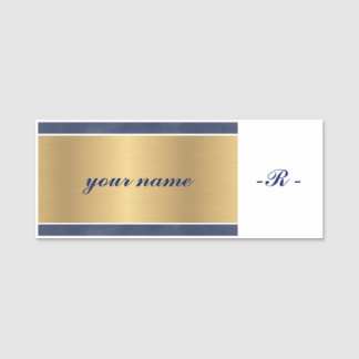 Porte-nom monogrammed or bleu marine sur mesure