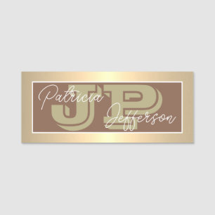 Porte-nom Monogrammed Russet Brown Luxe Or : Professionnel