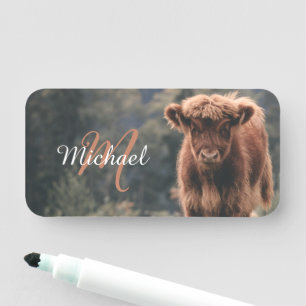 Porte-nom Monographie de veau de vache Highland premier anni