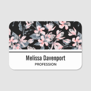 Porte-nom Motif d'aquarelle rose et gris