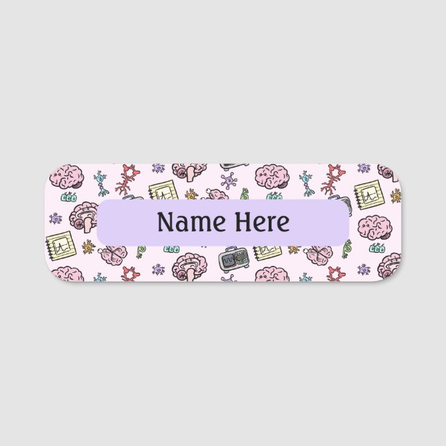 Porte-nom Motif de neurosciences mignon (Devant)