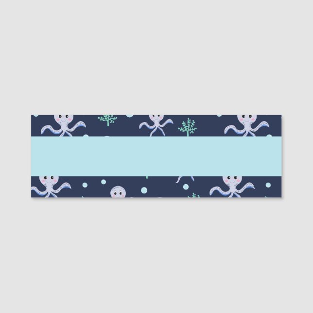 Porte-nom Motif de Pieuvre Mignonne (Devant)