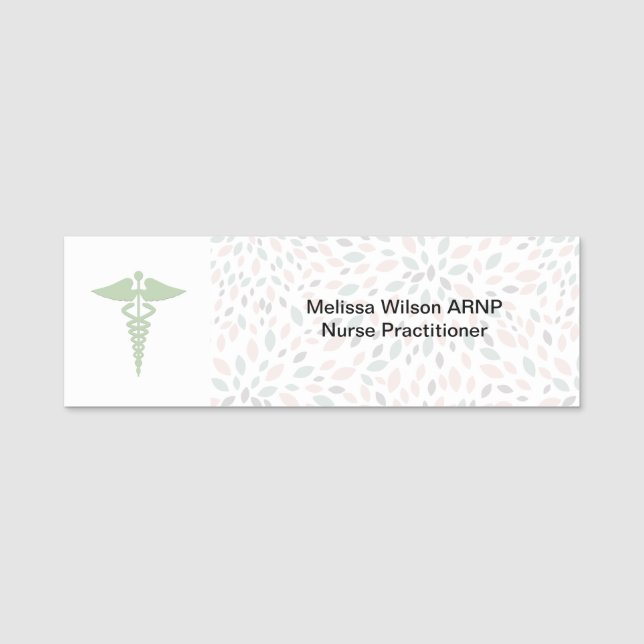 Porte-nom Motif élégant de caducée de praticienne (Devant)