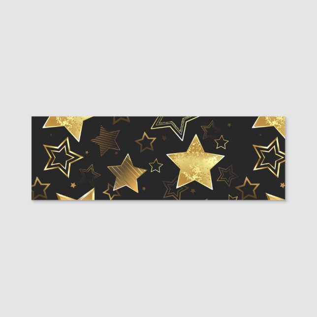 Porte-nom Motif sans couture avec étoiles d'or (Devant)