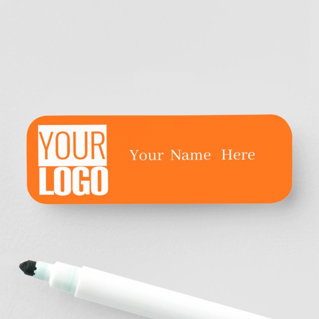 Porte-nom Néon orange - ajouter un logo (En situation)