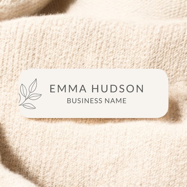Porte-nom Neutral Minimalist Botanical Small Business  (Créateur téléchargé)