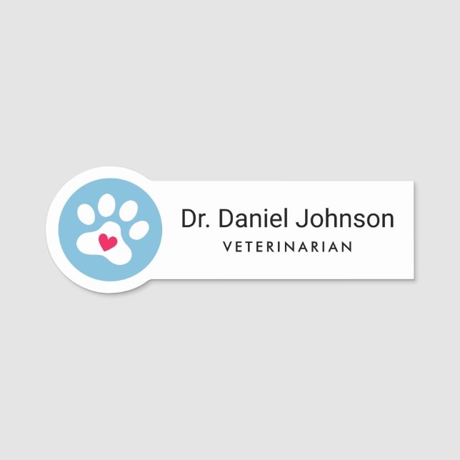 Porte-nom N'importe quelle couleur du coeur empreinte de pat (Devant)