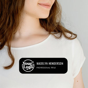 Porte-nom Noir Blanc Logo de l'entreprise Employé magnétique