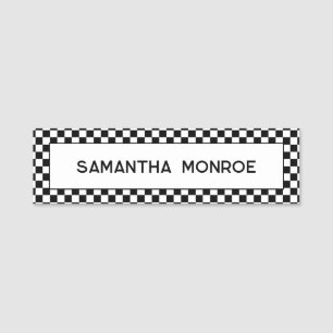 Porte-nom Noir et Blanc à Damier