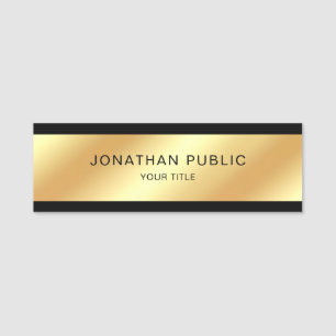Porte-nom Noir Et Or Personnalisé Élégant Moderne
