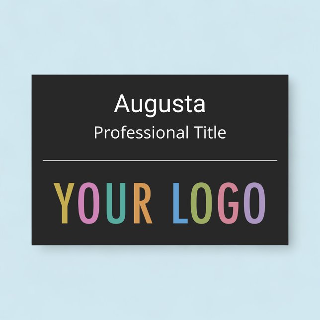 Porte-nom Noir grand nom Balise Logo Magnetic Professional (MISOOK Large Black Name Tag with Logo on Bottom)