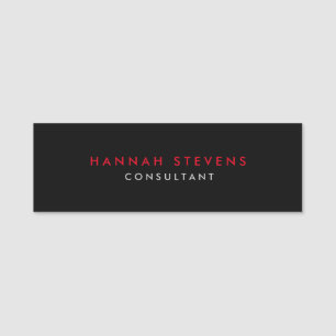 Porte-nom Noir gris rouge professionnel moderne