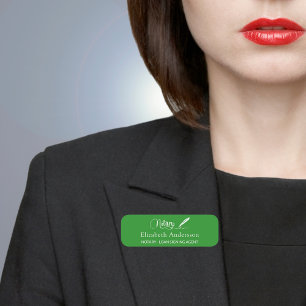 Porte-nom Noir script forêt verte magnétique