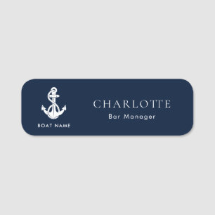 Porte-nom Nom de bateau d'ancre nautique employé bleu marine