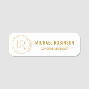 Porte-nom Nom de l'employé personnalisé Gold Script Logo mag