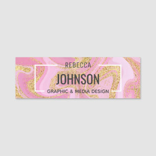 Porte-nom Nom de marbre rose précieux moderne