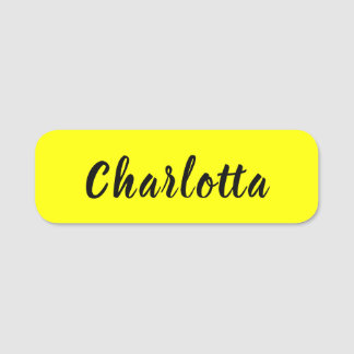 Porte-nom Nom de personnalisation noir | Couleur jaune néon