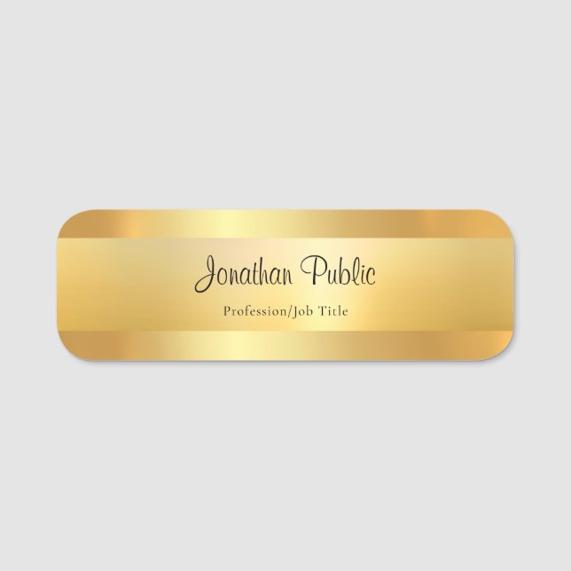 Porte-nom Nom de script manuscrit Gold Elegant Modèle (Devant)