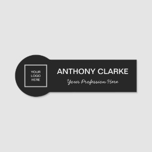 Porte-nom Nom du logo Black Minimalist Classic