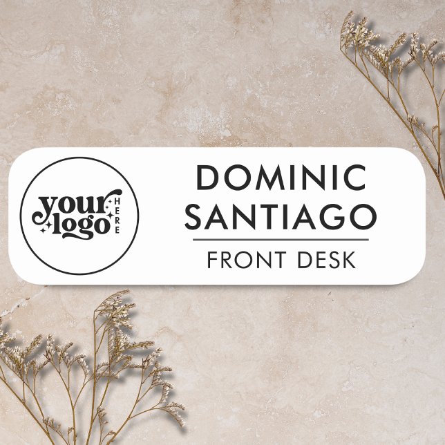 Porte-nom Nom du logo de l'entreprise personnalisée Balise É (Custom Company Logo Name Tag Elegant Employee Badg)