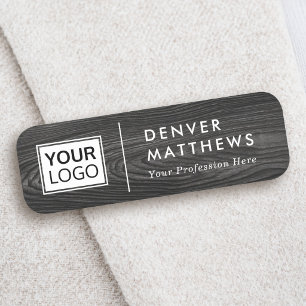 Porte-nom Nom du logo titre diviseur blanc bois noir foncé