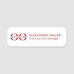 Porte-nom Nom du logo Titre Rouge blanc