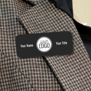 Porte-nom Nom et logo professionnels noir et blanc gras