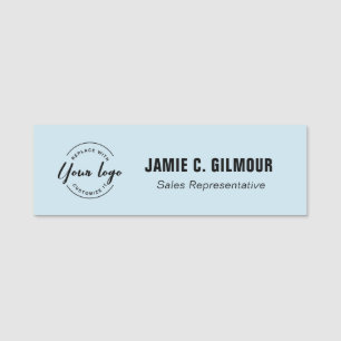 Porte-nom Nom et titre de logo personnalisable bleu