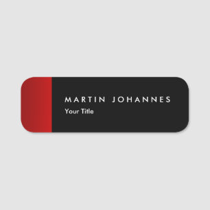 Porte-nom Nom minimaliste titre noir rouge professionnel