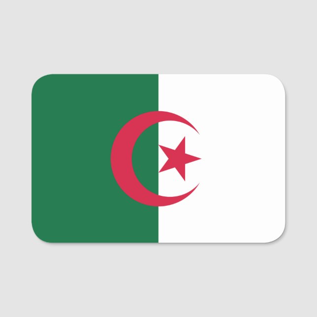 Porte-nom Nom patriotique avec drapeau d'Algérie (Devant)