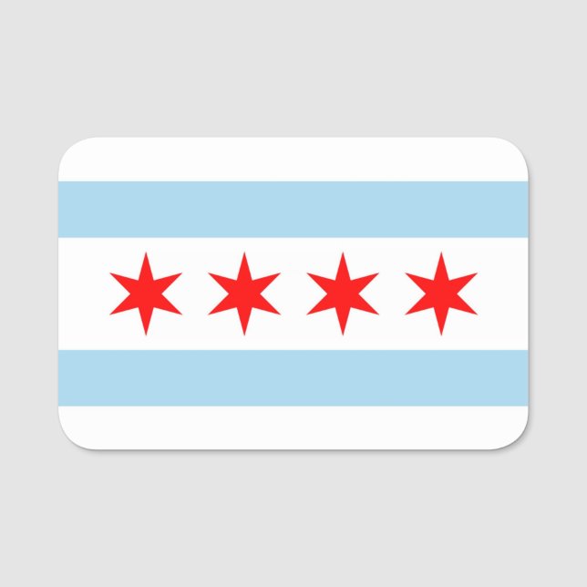 Porte-nom Nom patriotique avec drapeau de Chicago City, USA (Devant)