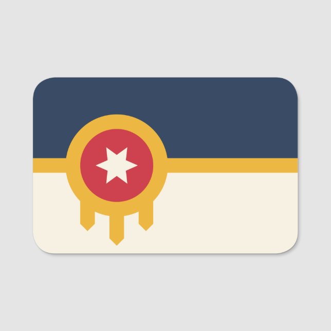 Porte-nom Nom patriotique avec drapeau de Tulsa, Oklahoma (Devant)