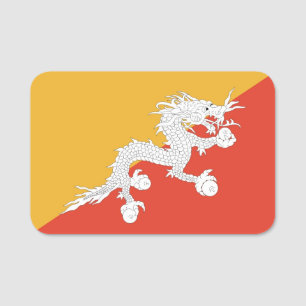 Porte-nom Nom patriotique avec drapeau du Bhoutan
