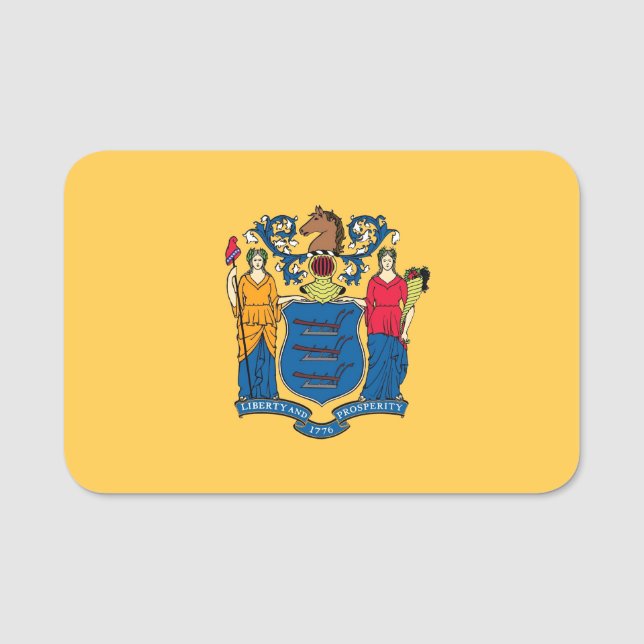 Porte-nom Nom patriotique avec drapeau du New Jersey (Devant)