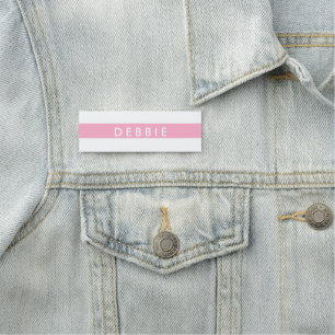 Porte-nom Nom personnalisé bandes horizontales rose et blanc