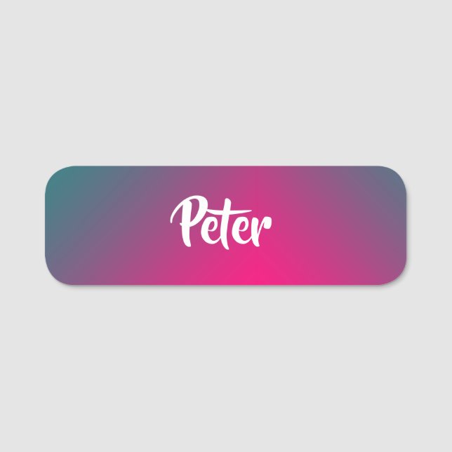 Porte-nom Nom personnalisé dégradé rose et bleu (Devant)