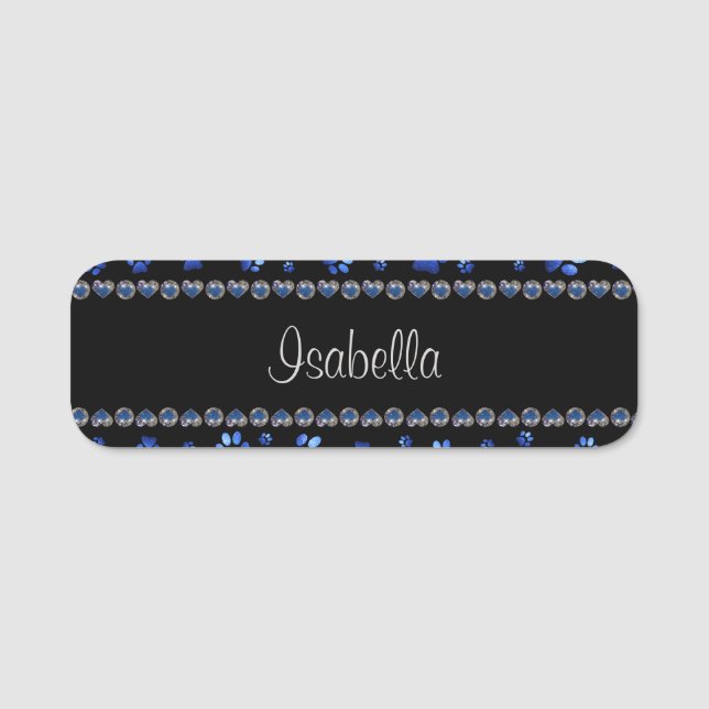 Porte-nom Nom personnalisé, pattes de chien de parties scint (Devant)