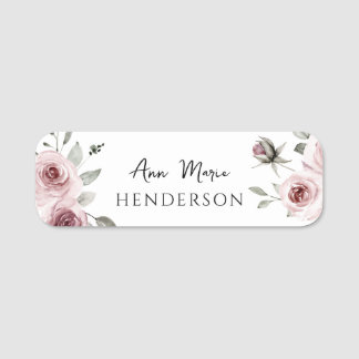 Porte-nom Nom personnalisé Rose floral rose
