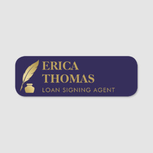 Porte-nom Notaire Magnétique Employé Luxe Marine & Or