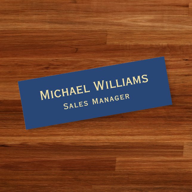 Porte-nom Numéro de bureau de l'employé de la marine moderne (Modern Navy Blue Gold Employee Business Office ID Name Tag)