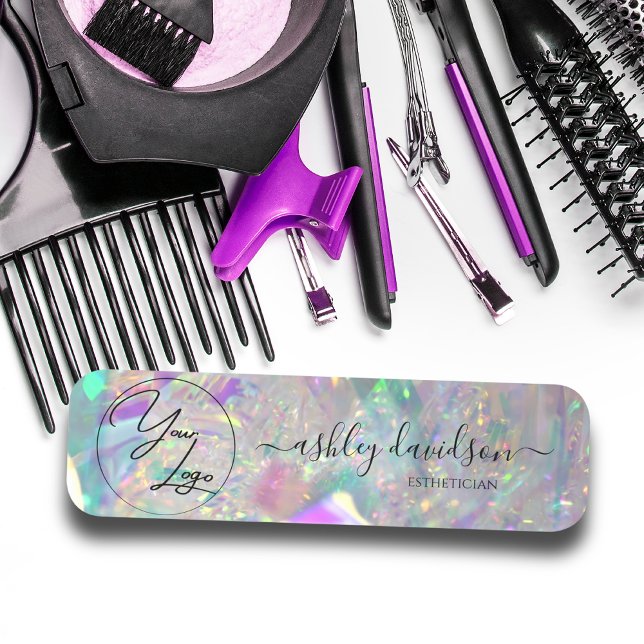 Porte-nom Numéro de logo Iridescente moderne (Créateur téléchargé)