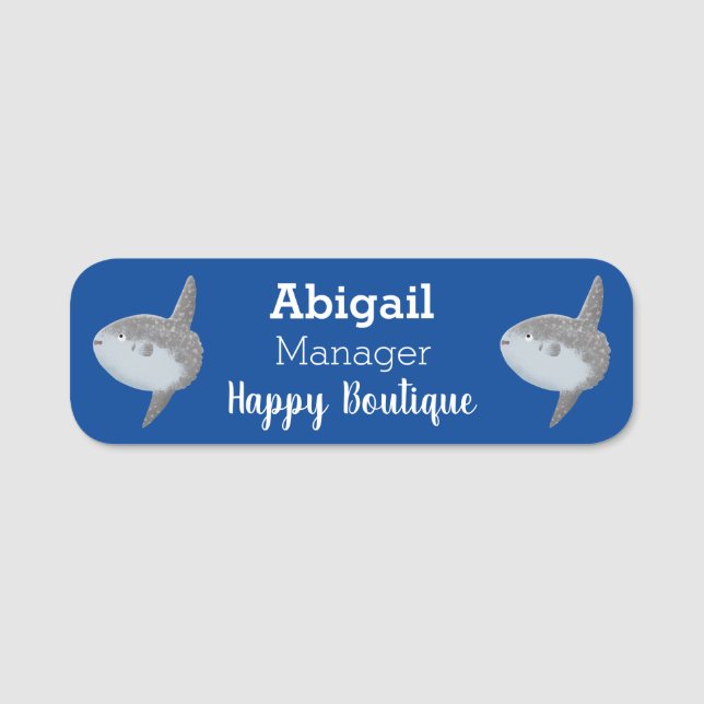 Porte-nom Oiseau de mer mola mola mignonne caricature (Devant)