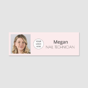 Porte-nom Ongles de photo de logo minimal moderne rose rose