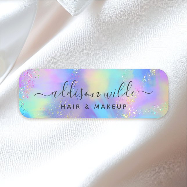 Porte-nom Opale Iridescente Pailletée Holographique (Créateur téléchargé)