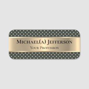 Porte-nom Or de luxe unique : Chic Moss foncé Polka Dot