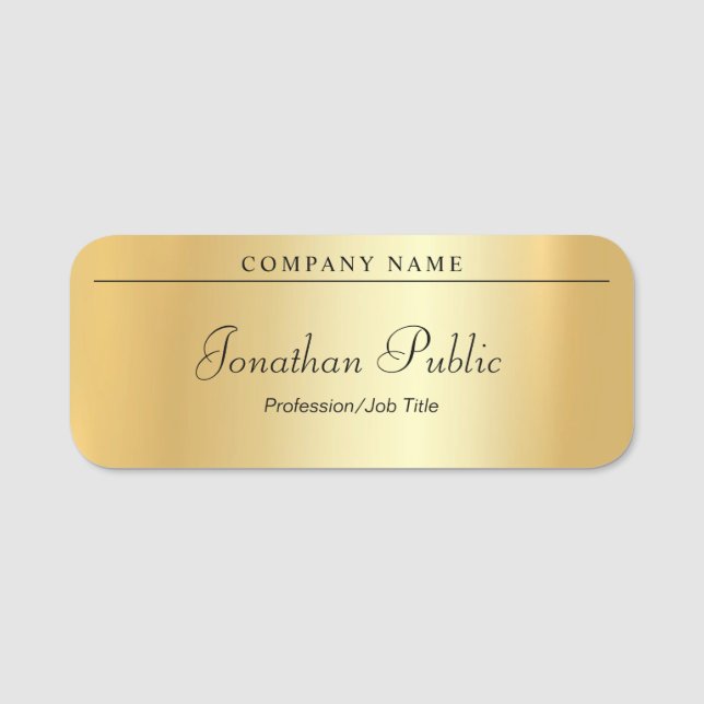 Porte-nom Or élégant de charme de manuscrit manuscrit fait (Devant)