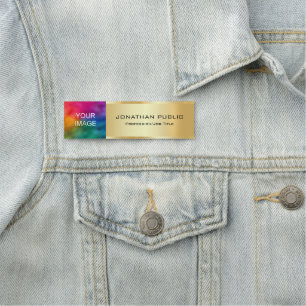 Porte-nom Or élégant Téléchargez votre logo ou photo d'entre