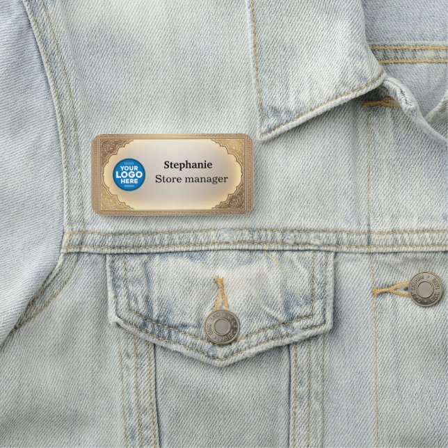 Porte-nom Or moderne métallisé Société magnétique (En situation)